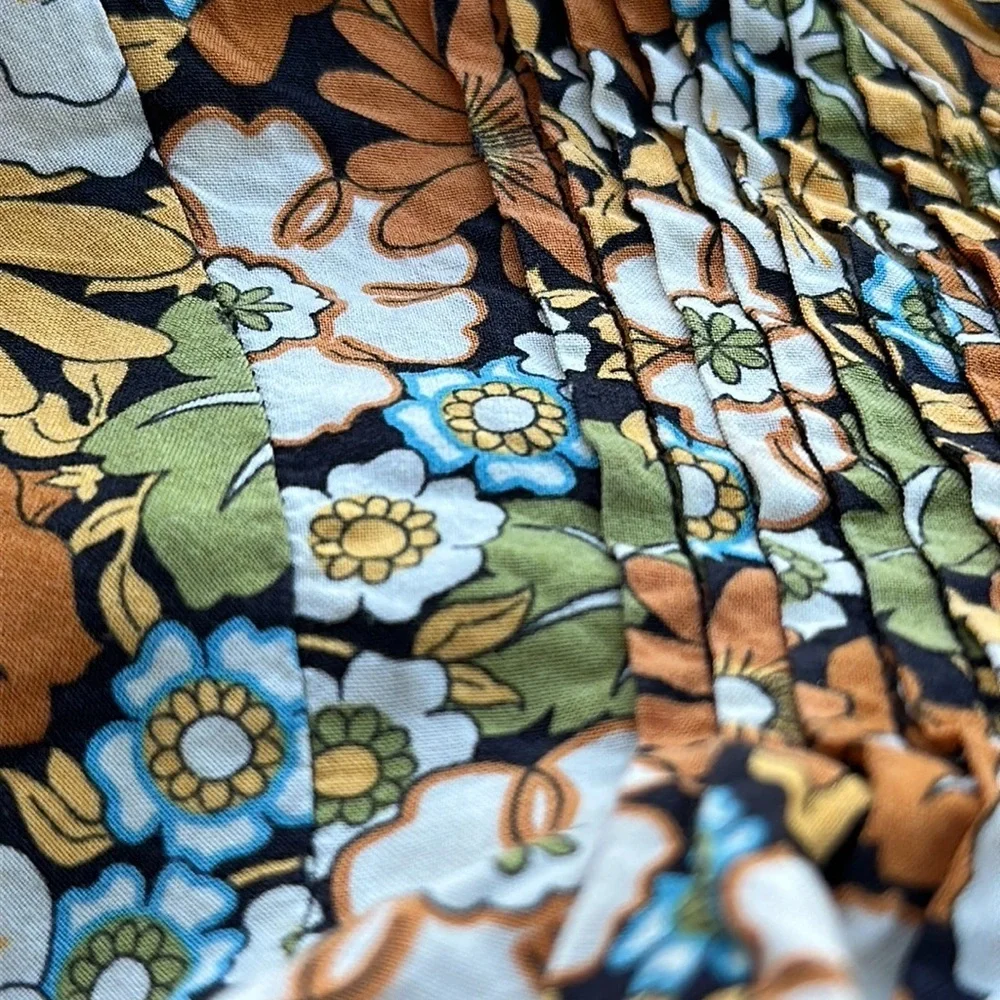 ZARA Girls Retro 70s Floral Print Pleated Shift Dress — Size 10